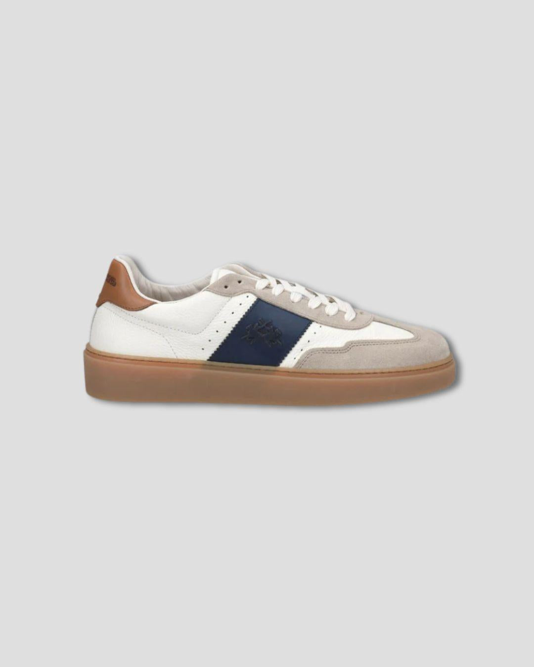 Suede and lather sneaker