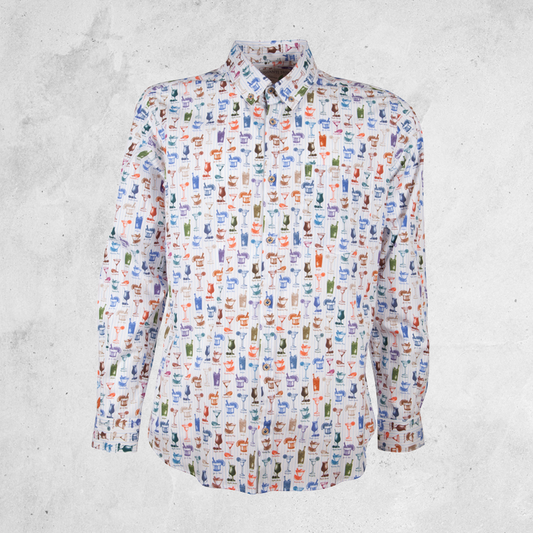 Long Sleeve Shirt Drinks Print