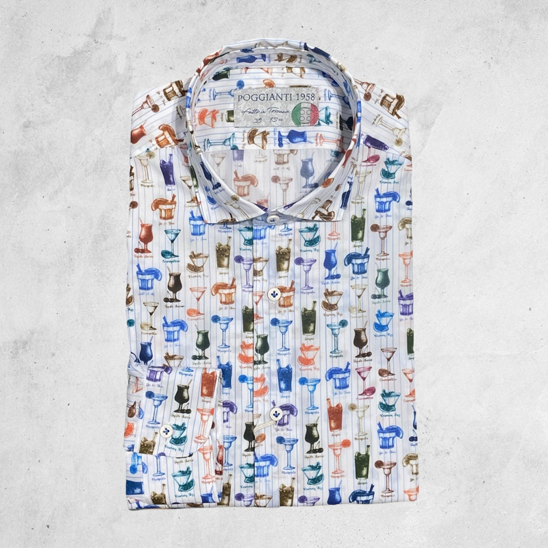 Long Sleeve Shirt Drinks Print