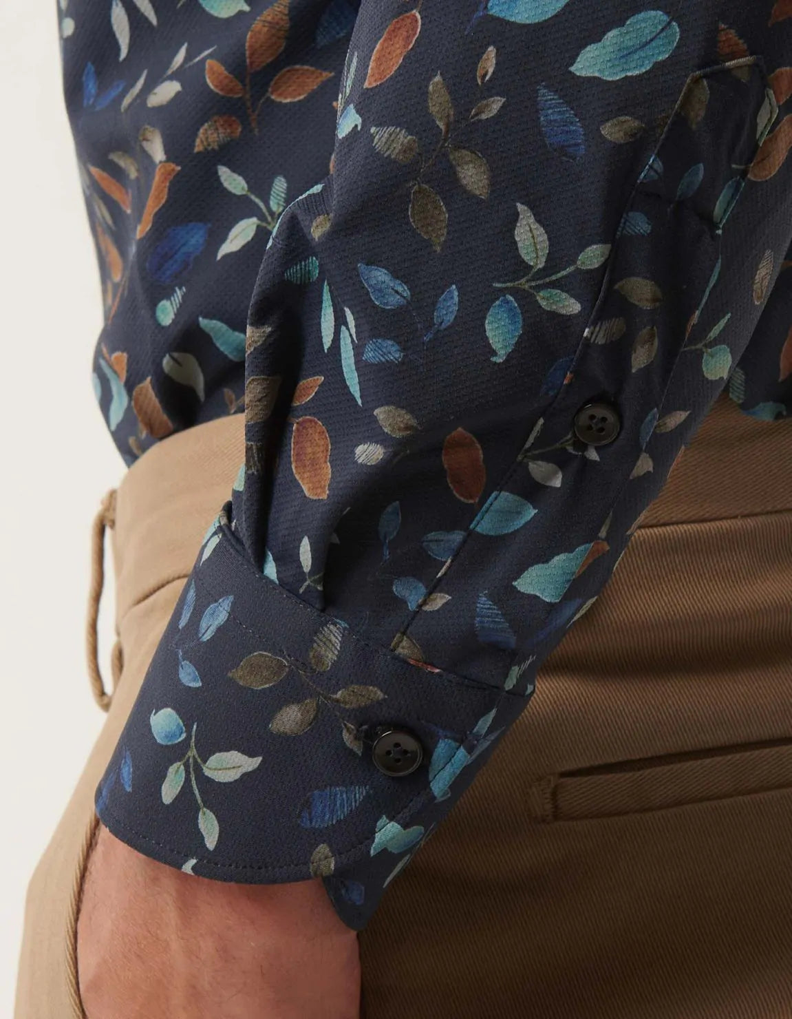 Active Shirt Navy Leaf Print