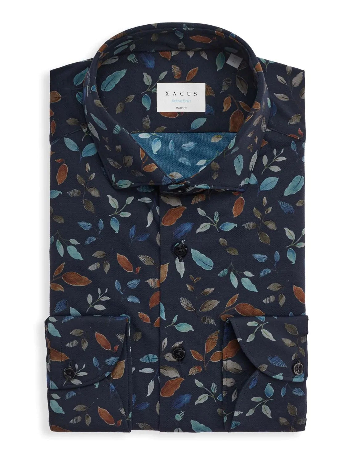 Active Shirt Navy Leaf Print