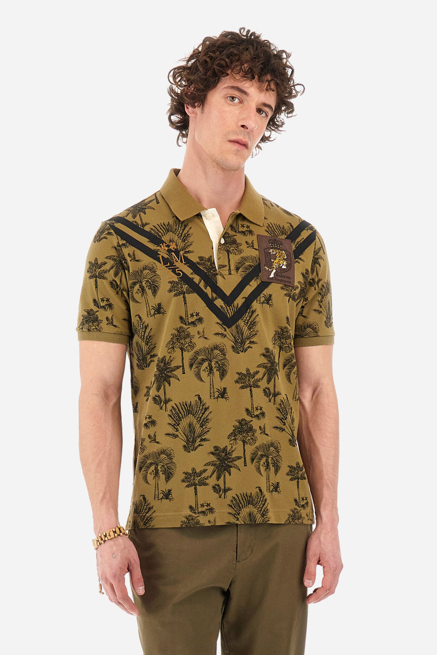 Palm print polo
