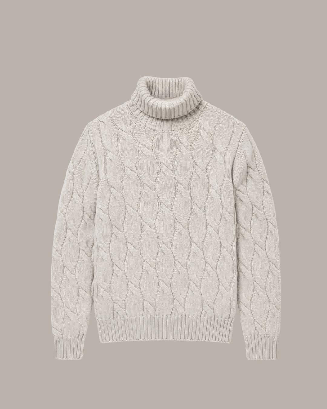 Cable knit polar neck