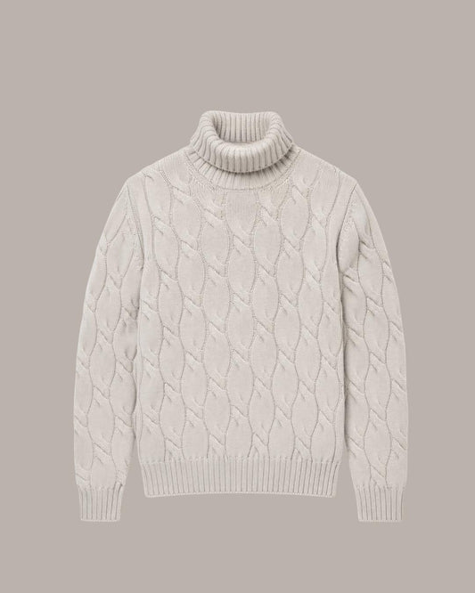 Cable knit polar neck