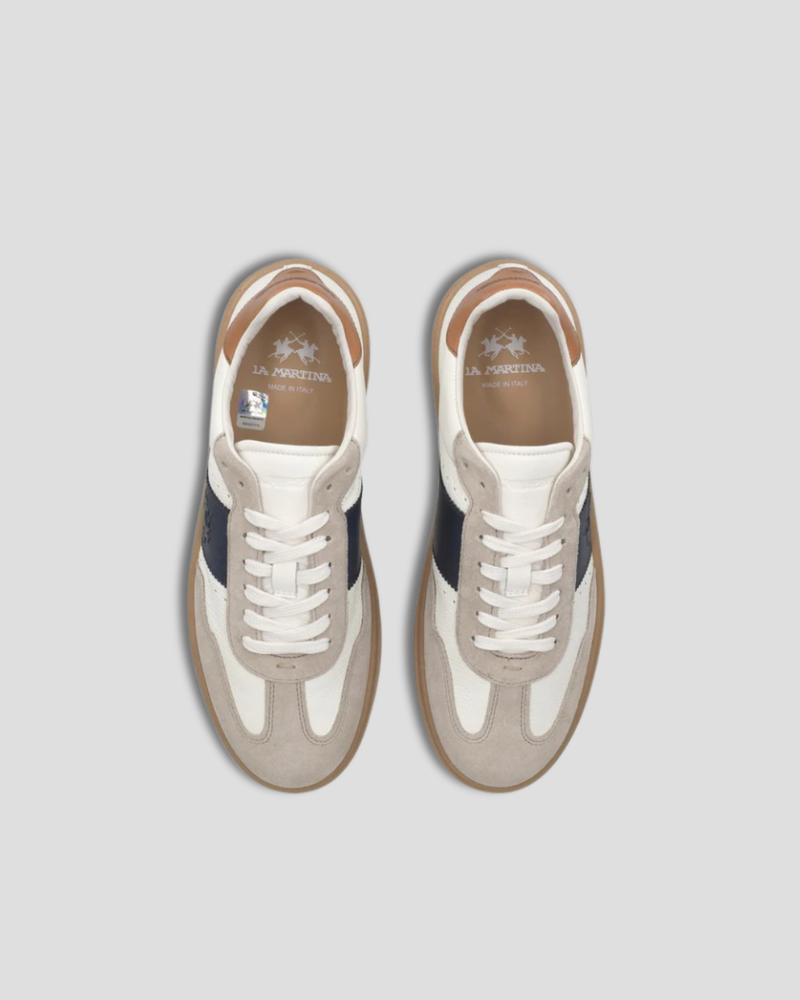 Suede and lather sneaker