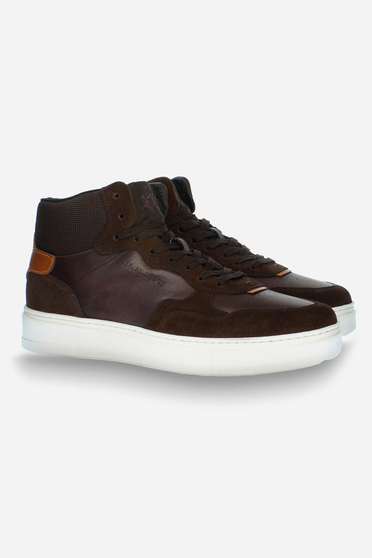 Suede & leather high top